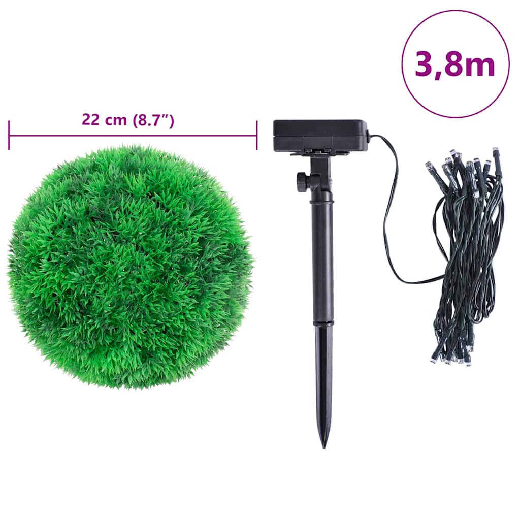 Artificial Boxwood Spheres with LED Lights 2 pcs Green 22 cm