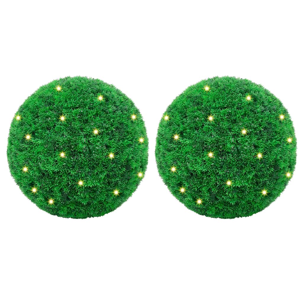 Artificial Boxwood Balls with LED Lights 2 pcs. Green 27 cm