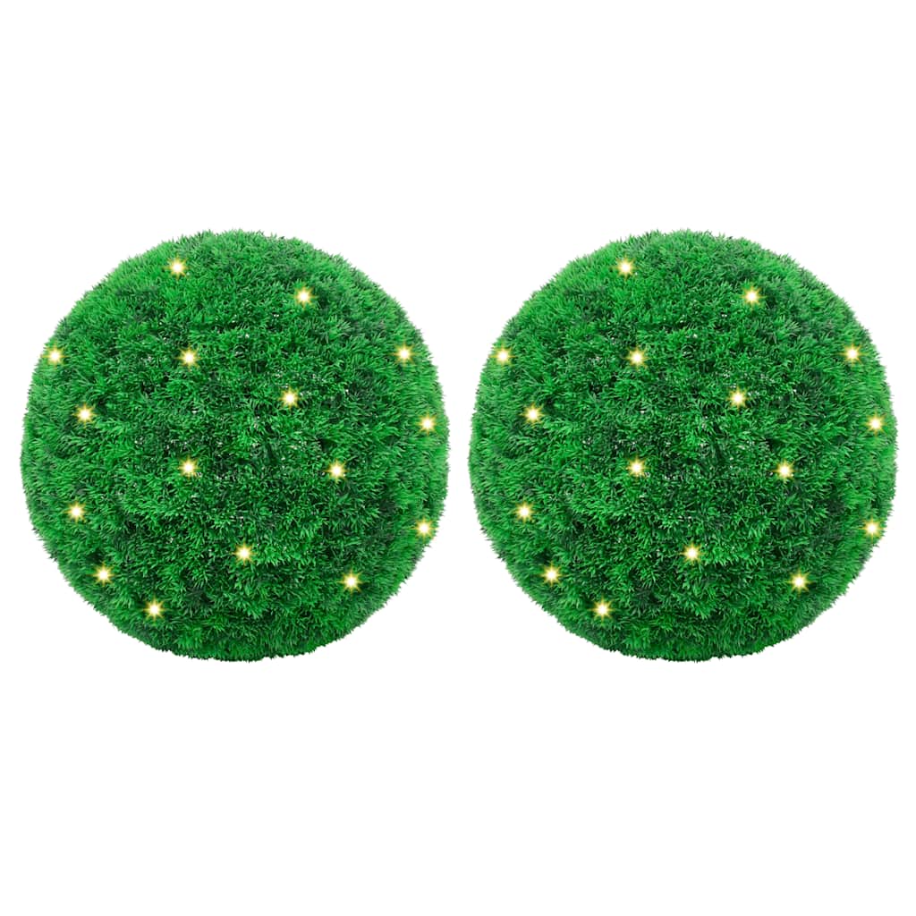 Boules de buis artificielles avec lumières LED 2 pcs Vert 35 cm