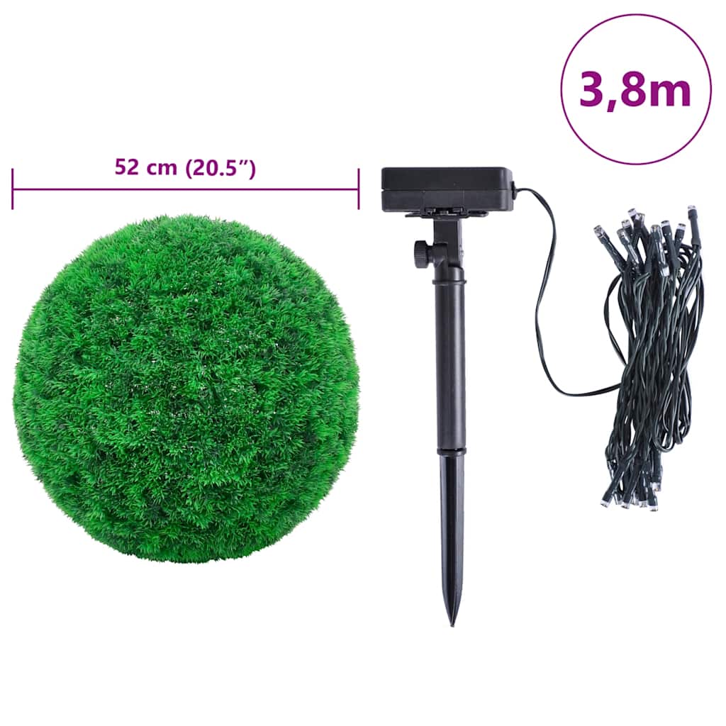 Boules de buis artificielles avec lumières LED 2 pcs Vert 52 cm