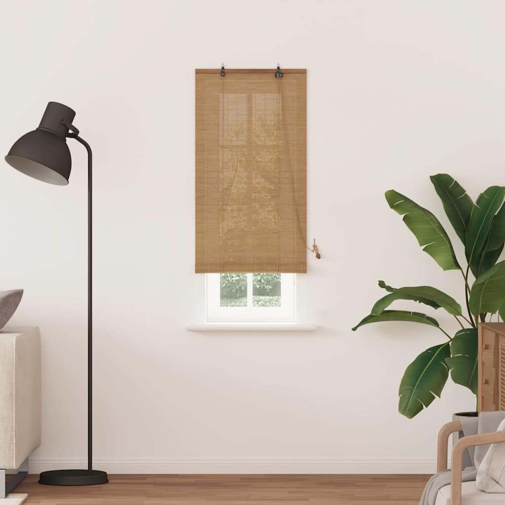 Store enrouleur avec rideaux marron 60 x 220 cm Bambou