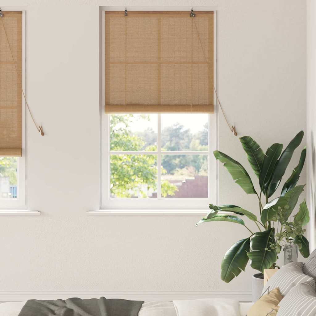 Store avec rideaux marron 80 x 220 cm Bambou