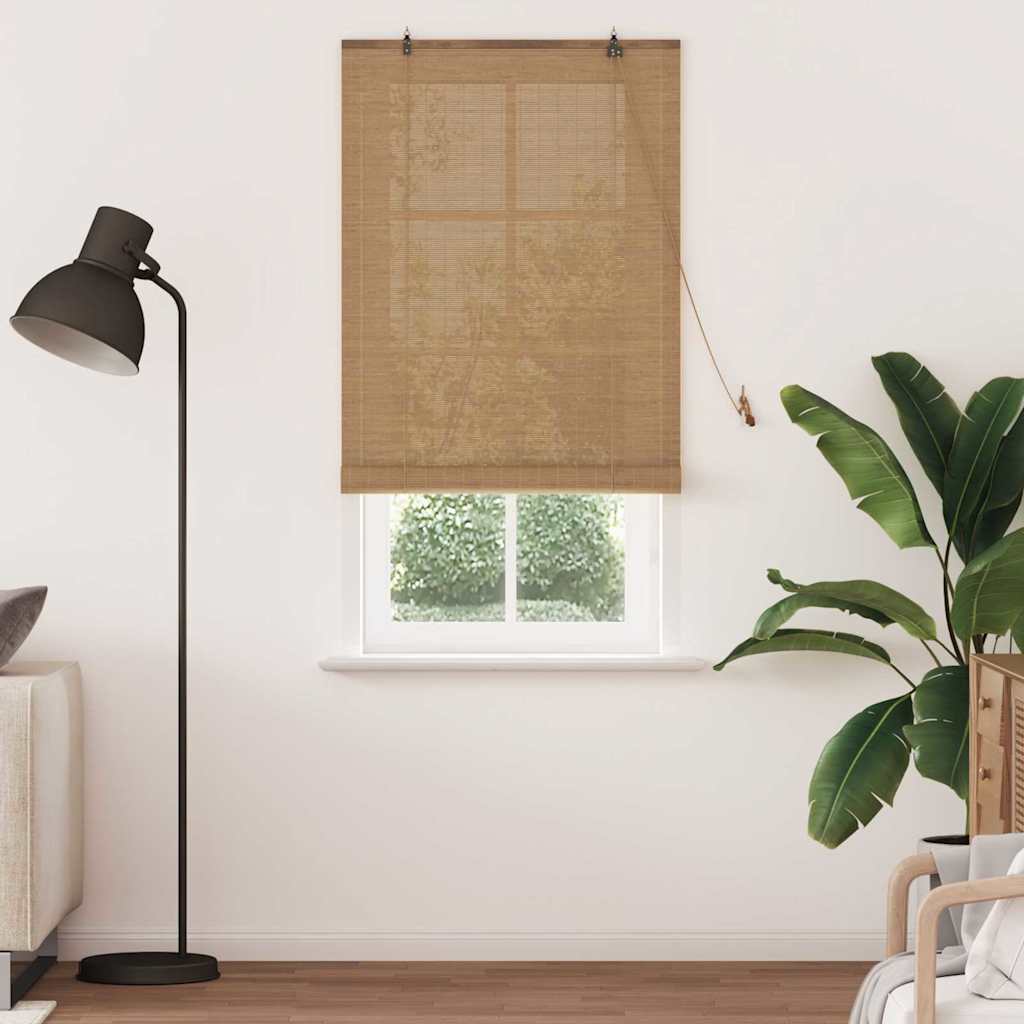 Store avec rideaux marron 80 x 220 cm Bambou