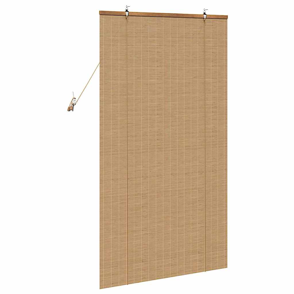 Store enrouleur avec rideaux marron 90 x 160 cm Bambou
