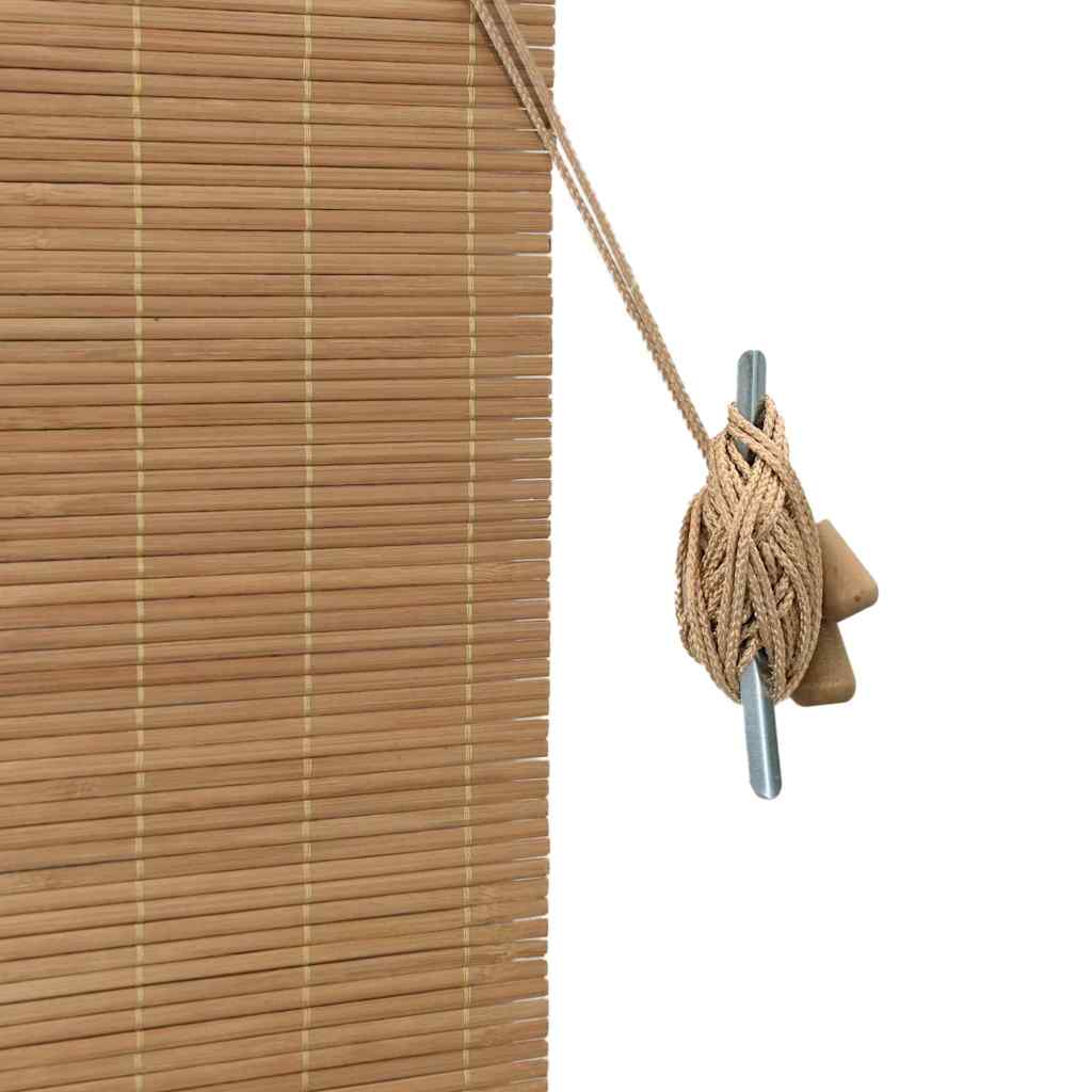 Brown Bamboo Roller Blind with Curtains 120 x 160 cm