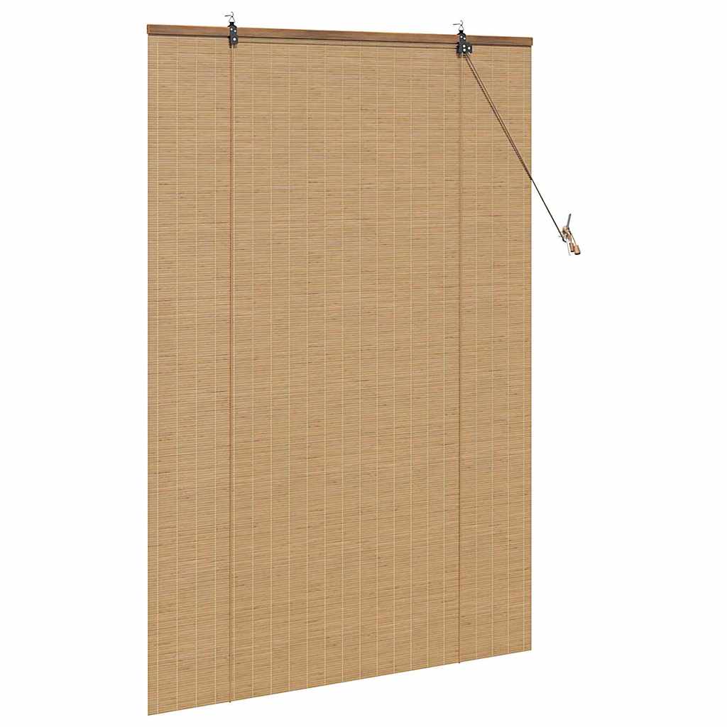 Brown Bamboo Roller Blind with Curtains 120 x 160 cm