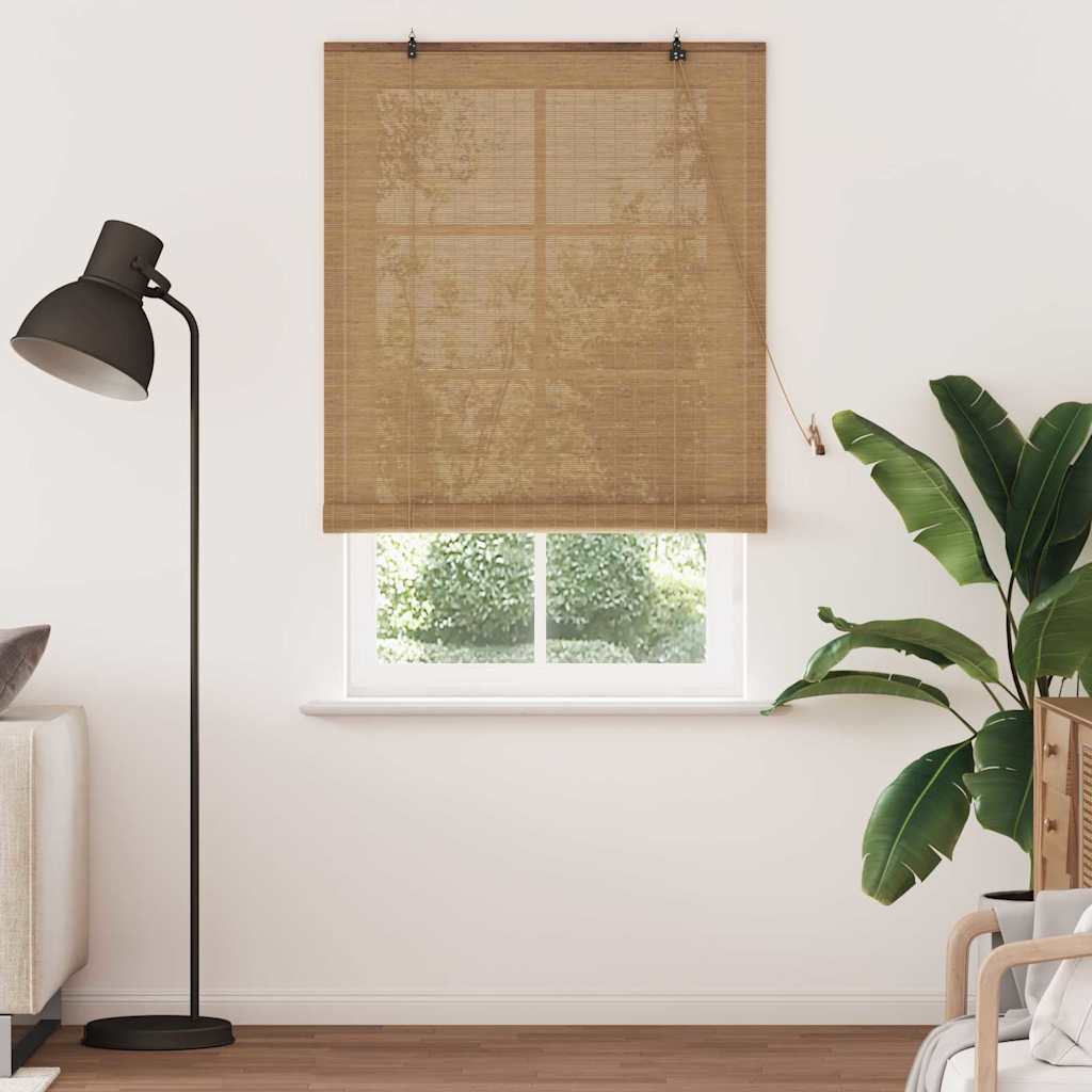 Rollo mit Vorhängen Braun 120 x 220 cm Bambus