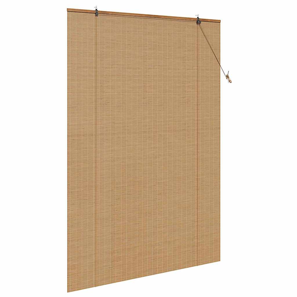Brown Roller Blind with Curtains 140 x 220 cm Bamboo