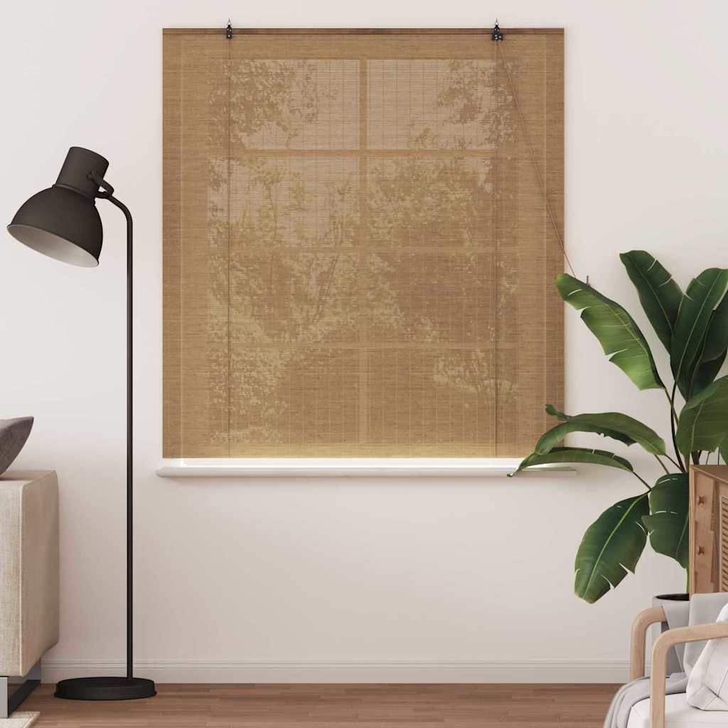 Rollo mit Vorhängen Braun 150 x 160 cm Bambus