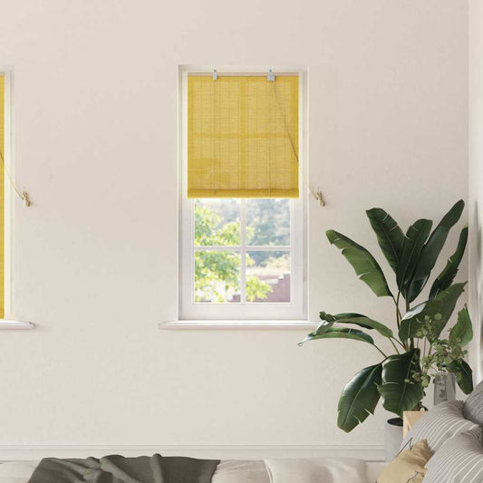 Roller blind with curtains Yellow 60 x 160 cm Bamboo