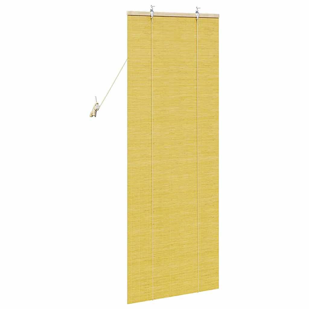 Rollo mit Vorhängen Gelb 60 x 160 cm Bambus