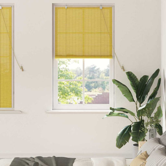 Yellow roller blind with curtains 90 x 160 cm Bamboo