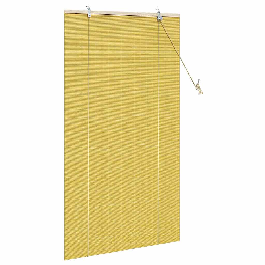 Rollo mit Vorhängen Gelb 90 x 160 cm Bambus