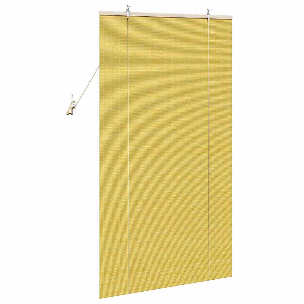 Rollo mit Vorhängen Gelb 90 x 160 cm Bambus