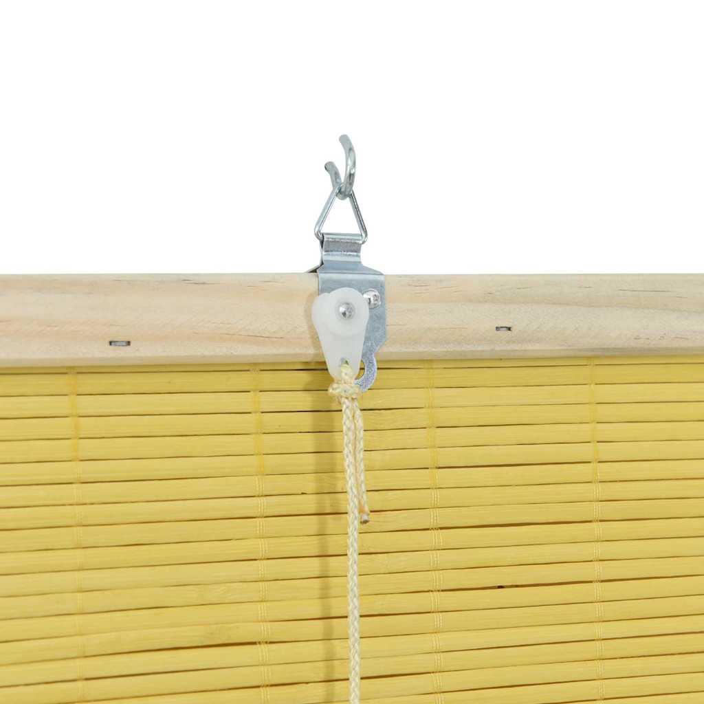 Yellow Roller Blind with Curtains 90 x 220 cm Bamboo