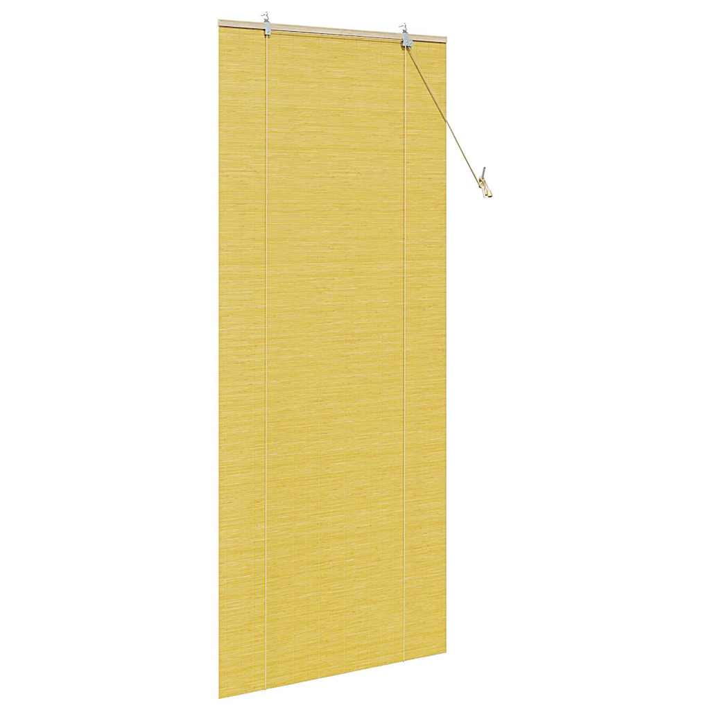Yellow Roller Blind with Curtains 90 x 220 cm Bamboo