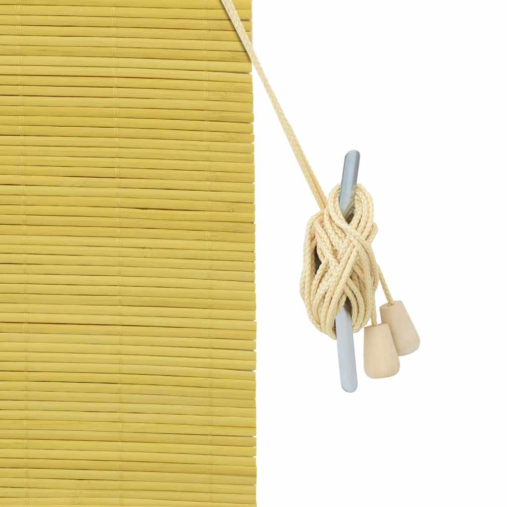 Yellow Roller Blind with Curtains 100 x 160 cm Bamboo