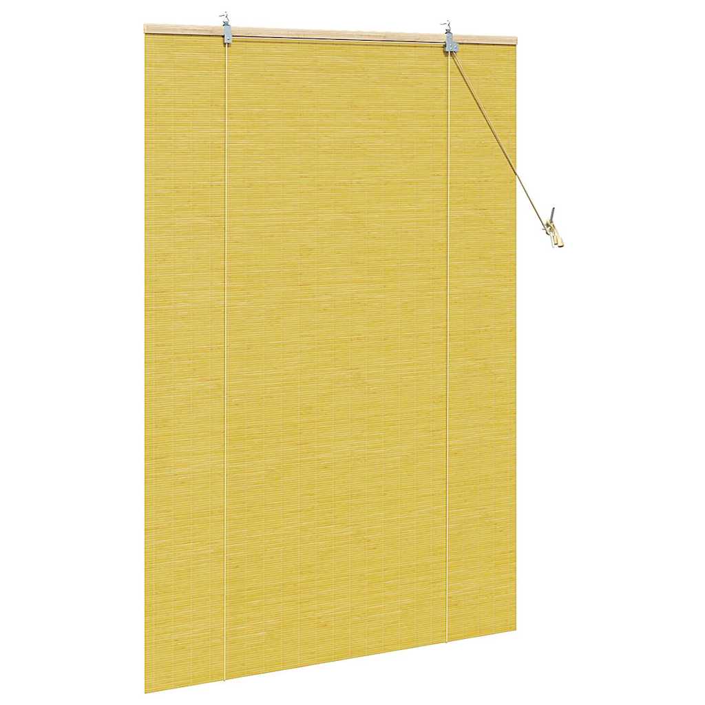 Yellow Roller Blind with Curtains 100 x 160 cm Bamboo
