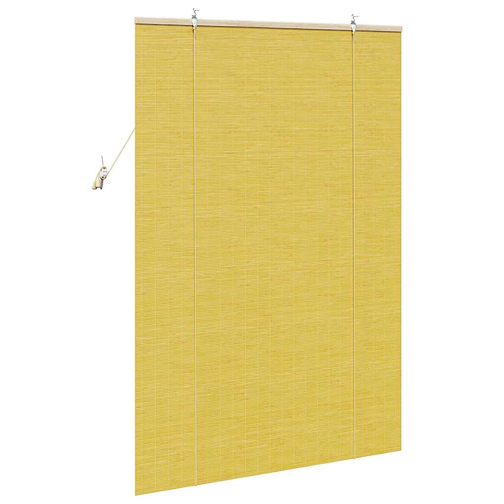 Yellow Roller Blind with Curtains 100 x 160 cm Bamboo