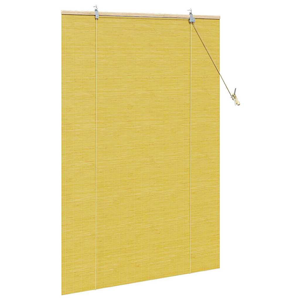 Yellow Roller Blind with Curtains 110 x 160 cm Bamboo