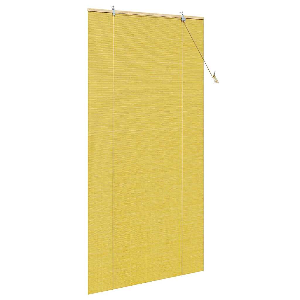 Rollo mit Vorhängen Gelb 120 x 220 cm Bambus
