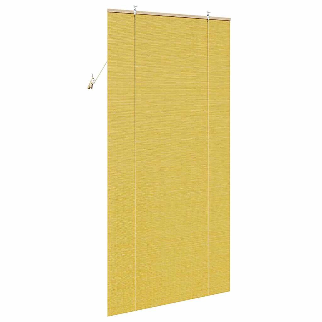 Rollo mit Vorhängen Gelb 120 x 220 cm Bambus