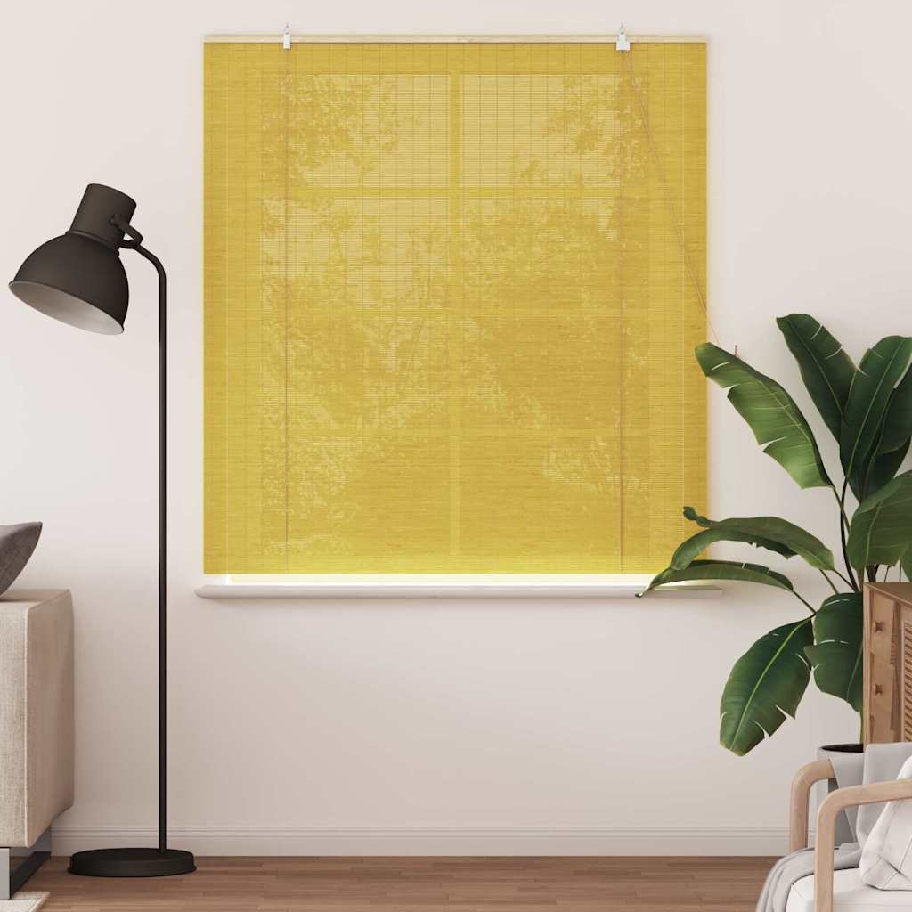 Yellow Blind with Curtains 150 x 160 cm Bamboo