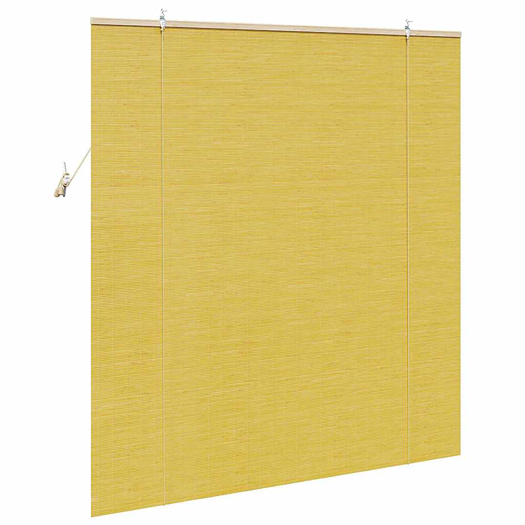 Yellow Blind with Curtains 150 x 160 cm Bamboo