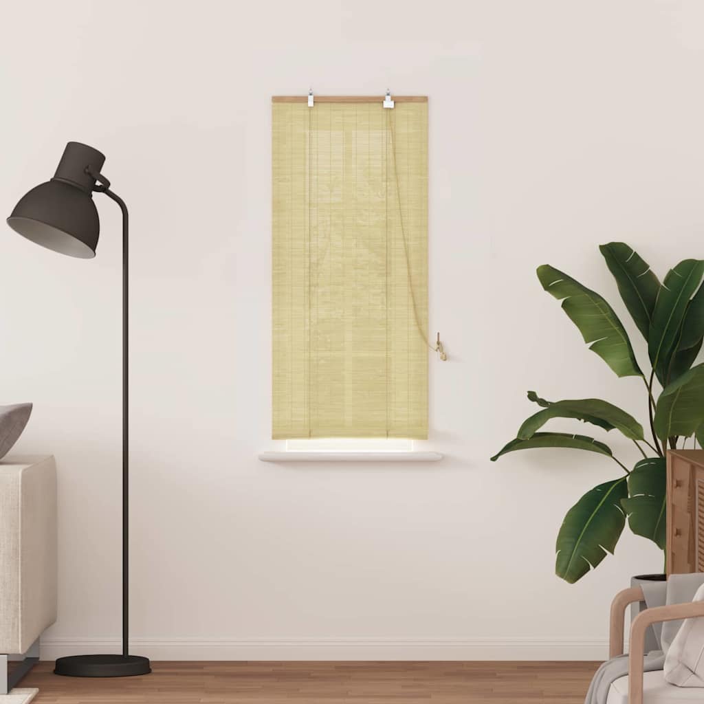 Rollo mit Vorhängen Natur 60 x 160 cm Bambus