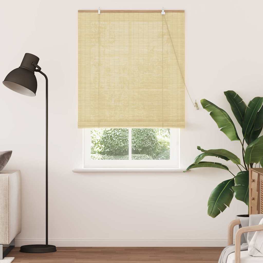 Bamboo Roller Blind with Curtains, Natural, 110 x 220 cm