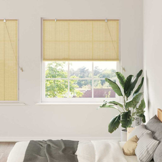 Bamboo blind with curtains Natural 140 x 160 cm