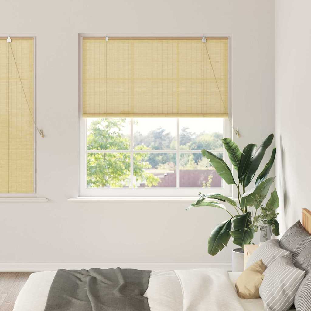 Natural Roller Blind with Curtains 150 x 160 cm Bamboo