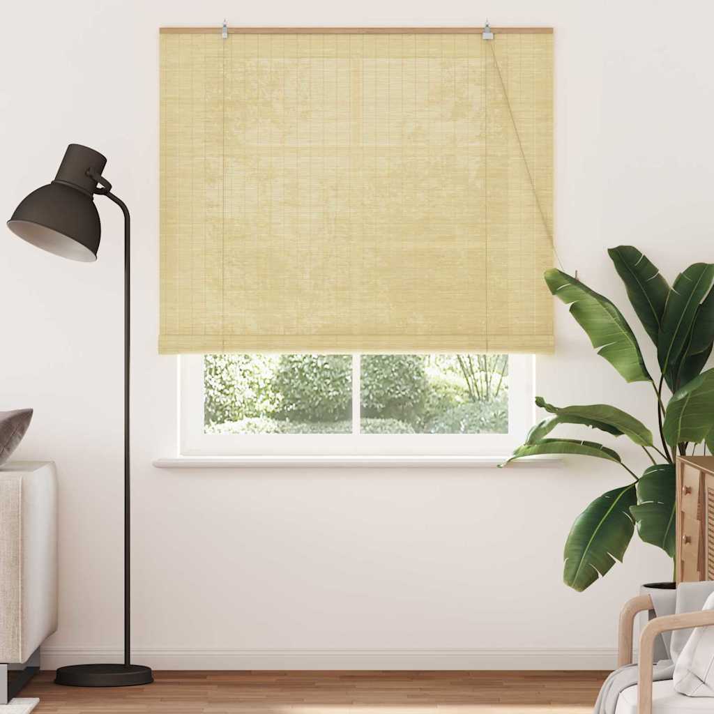 Rollo mit Vorhängen Natur 150 x 220 cm Bambus