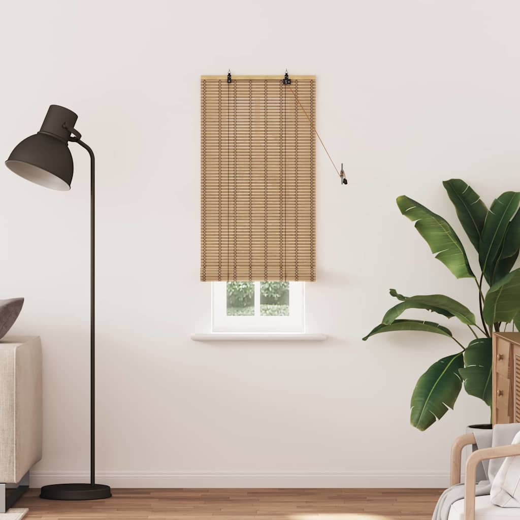 Rollo mit Vorhängen Natur 60 x 220 cm Bambus