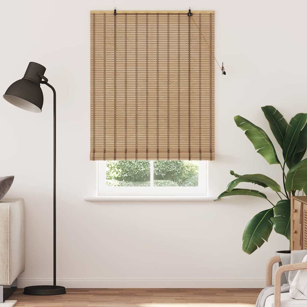 Bamboo Roller Blind with Curtains, Natural, 110 x 220 cm
