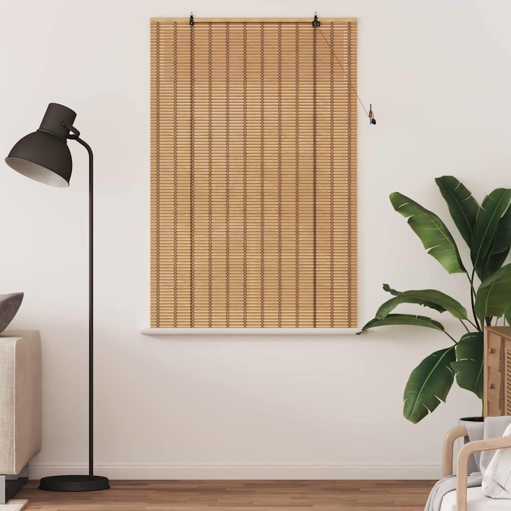 Rollo mit Vorhängen Natur 120 x 160 cm Bambus