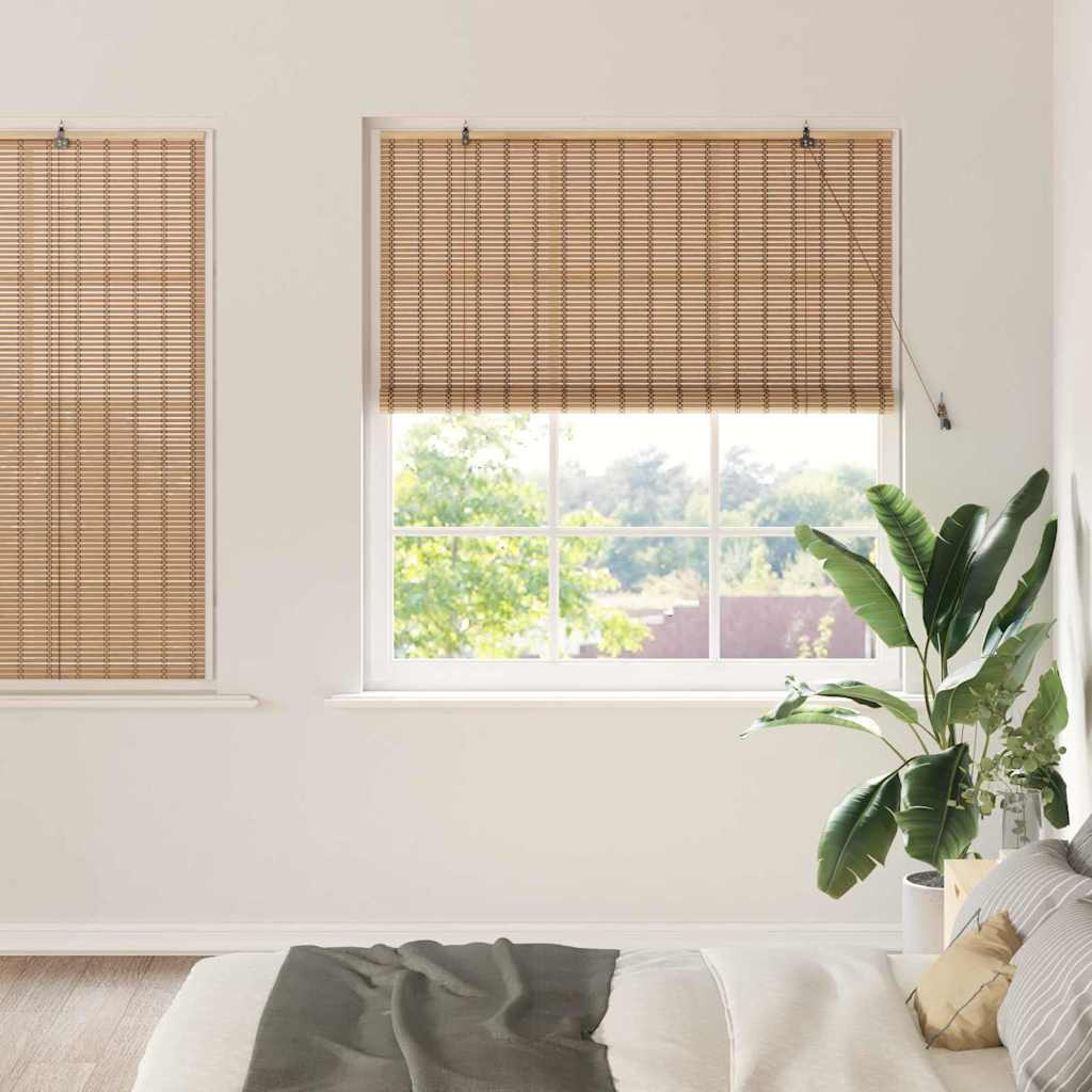 Natural Roller Blind with Curtains 150 x 160 cm Bamboo