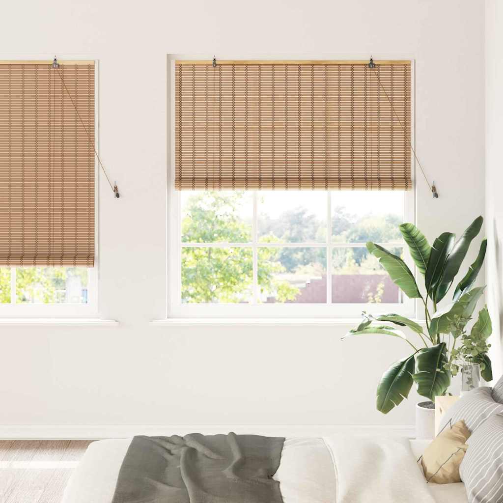 Roller blind with curtains Natural 150 x 220 cm Bamboo