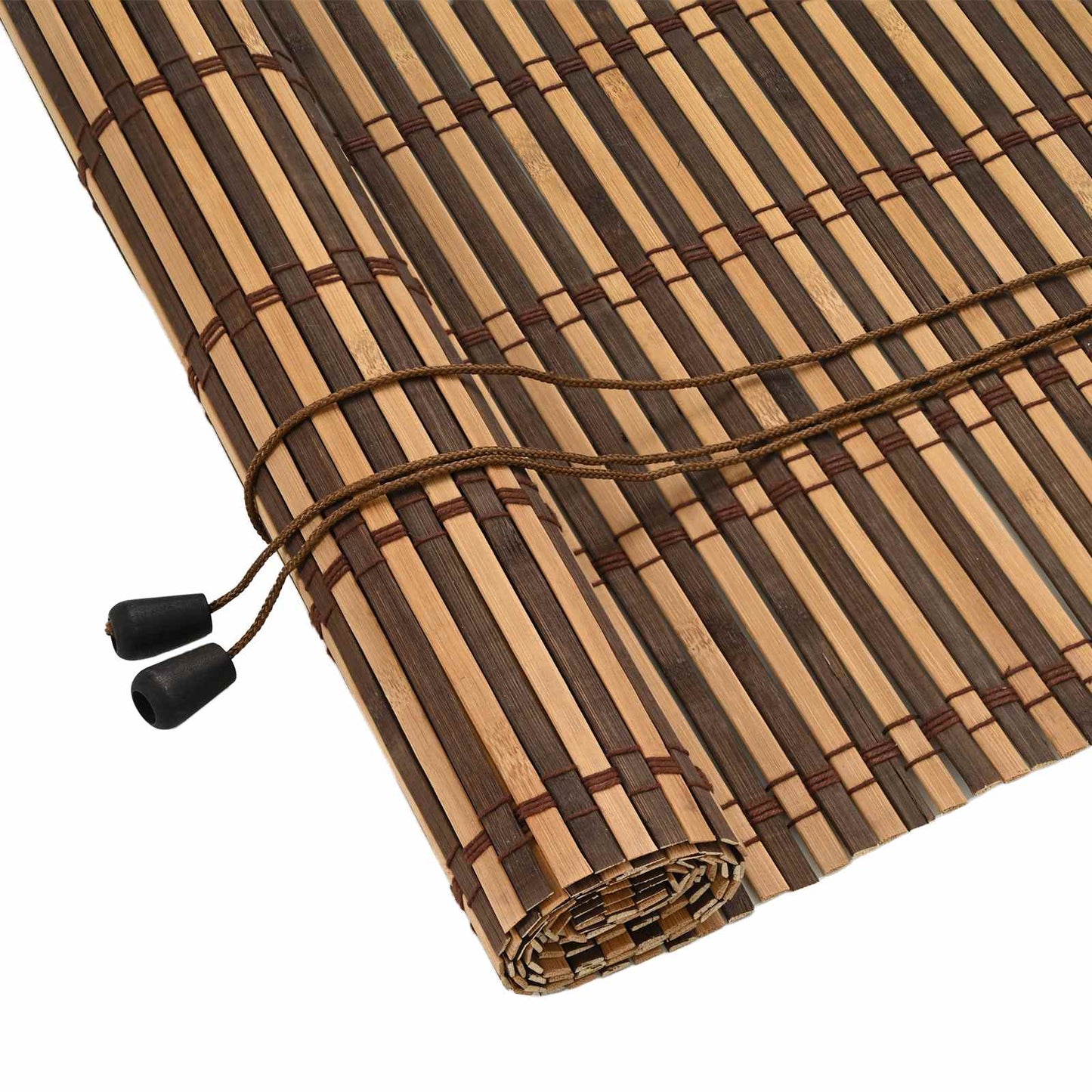 Brown Roller Blind with Curtains 60 x 220 cm Bamboo