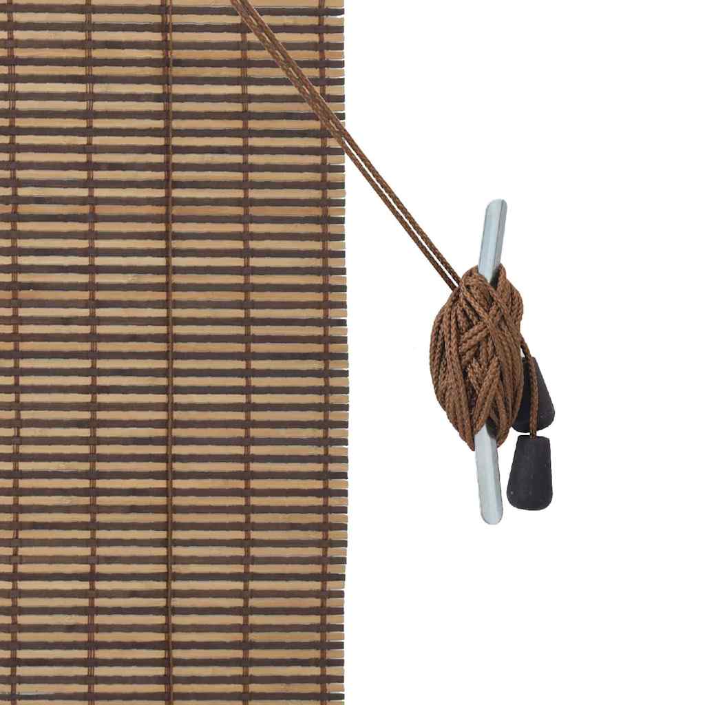 Roll-up blind with curtains Brown 80 x 160 cm Bamboo