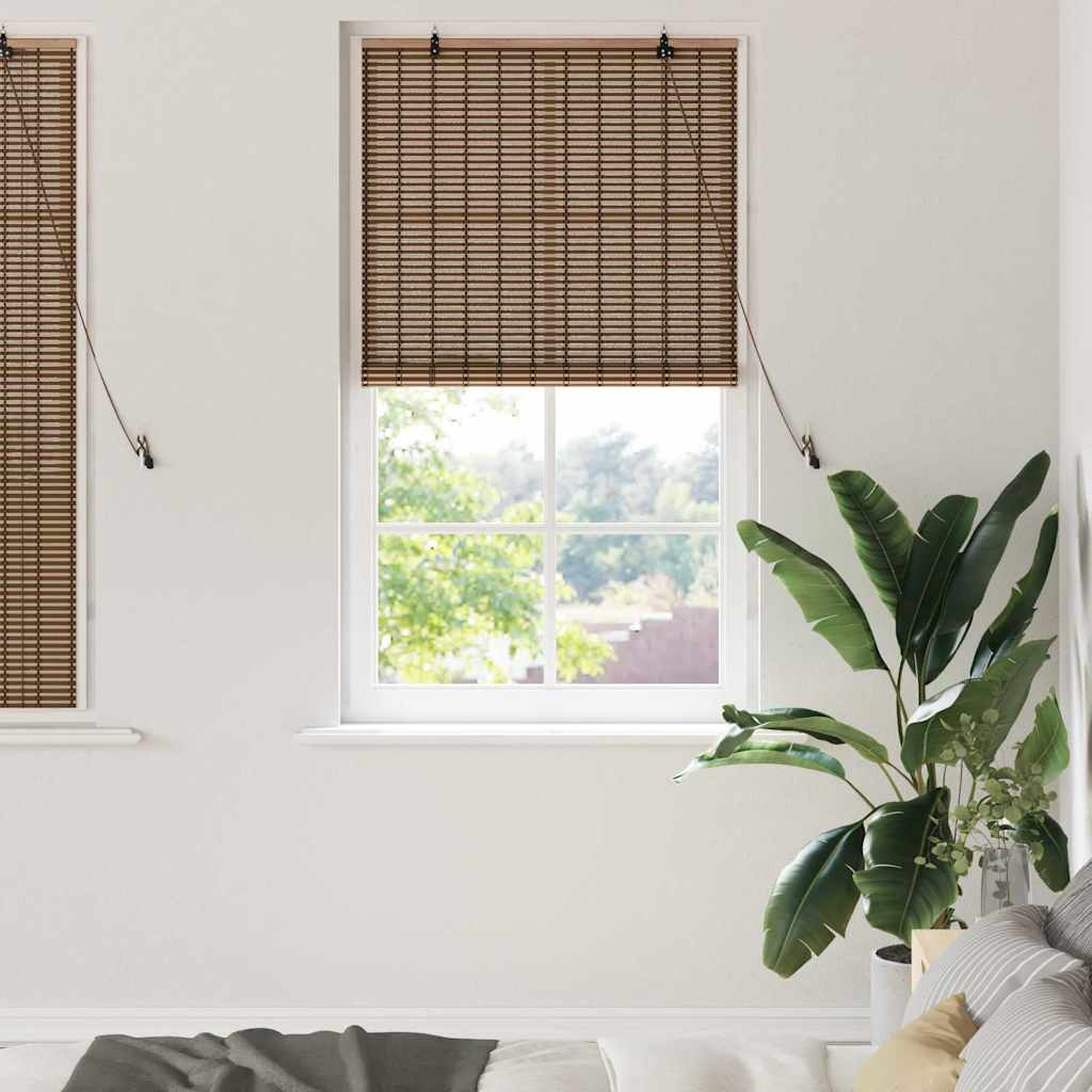 Roll-up blind with curtains Brown 80 x 160 cm Bamboo