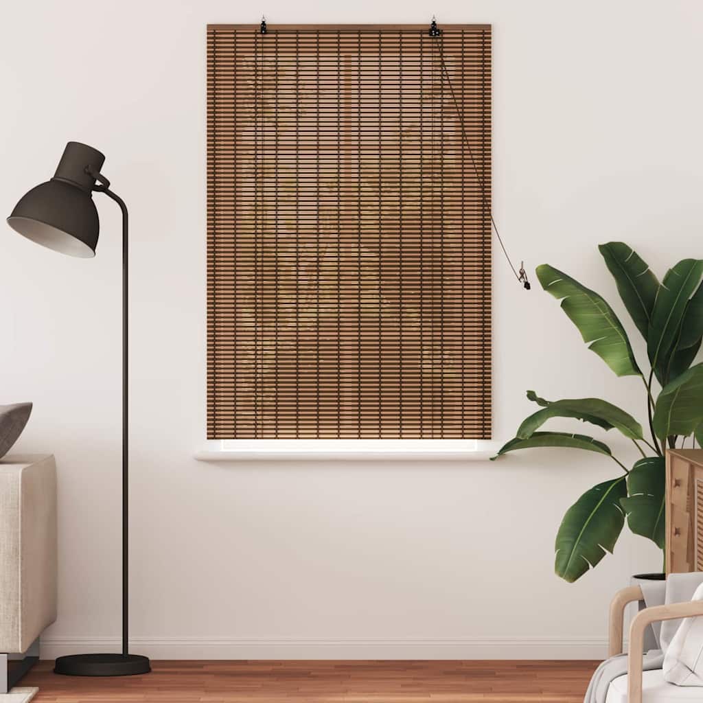 Roll-up blind with curtains Brown 80 x 160 cm Bamboo