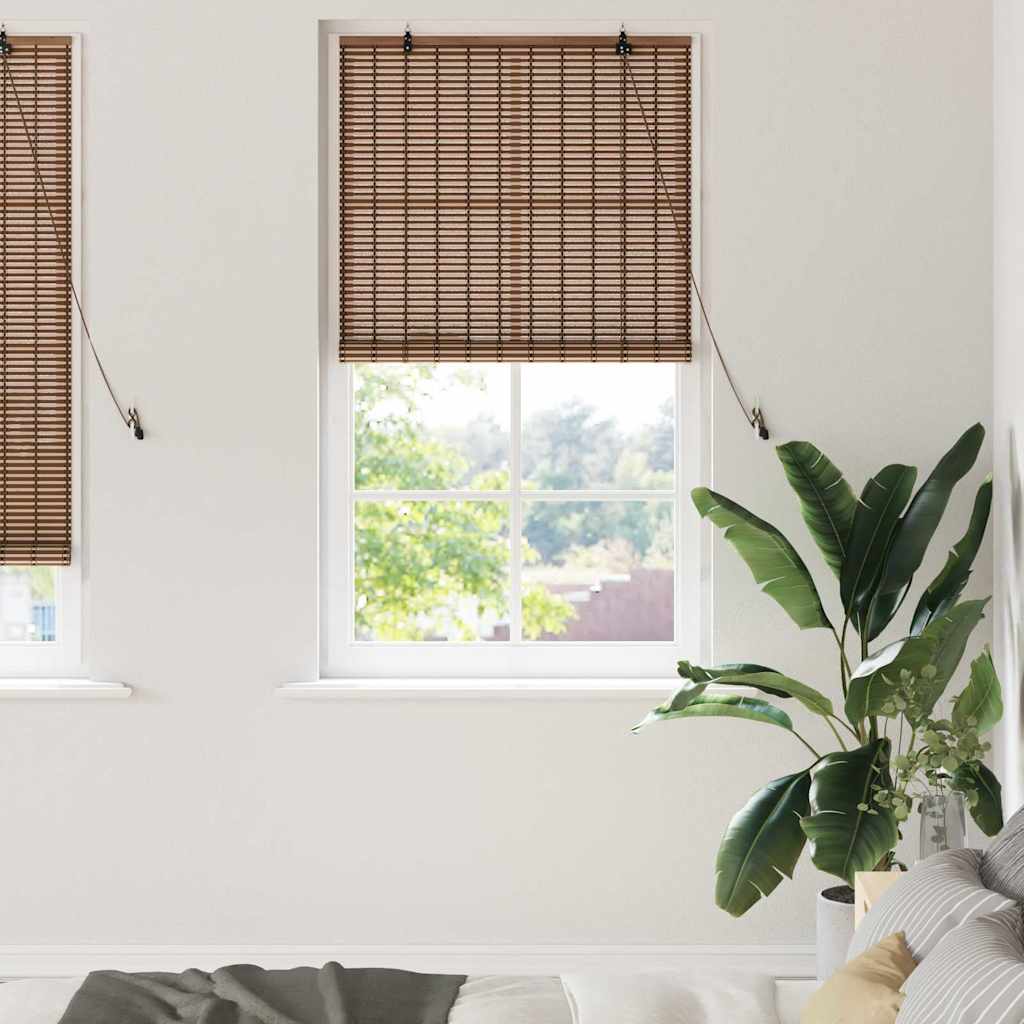 Rollo mit Vorhängen Braun 80 x 220 cm Bambus