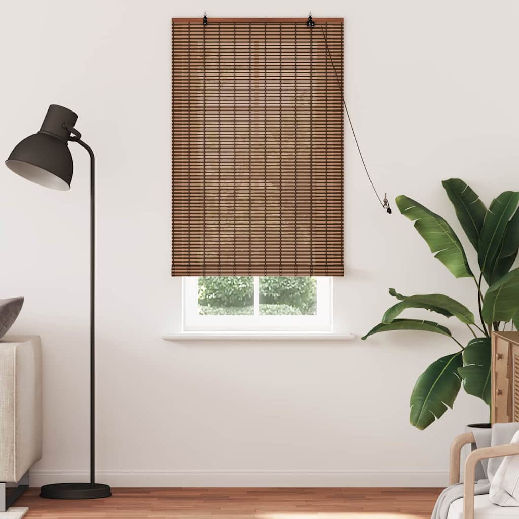 Rollo mit Vorhängen Braun 80 x 220 cm Bambus