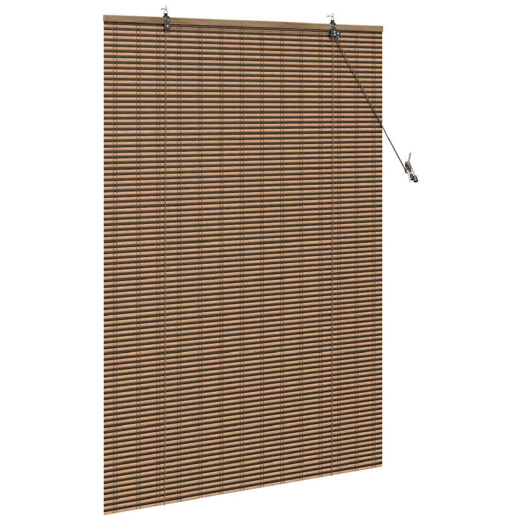 Store enrouleur avec rideaux marron 110 x 160 cm Bambou
