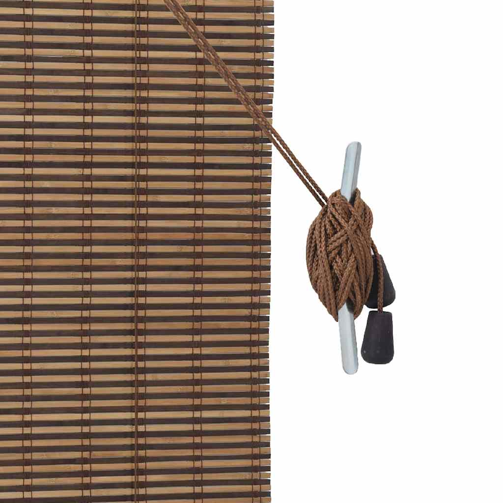 Store enrouleur avec rideaux marron 120 x 160 cm bambou
