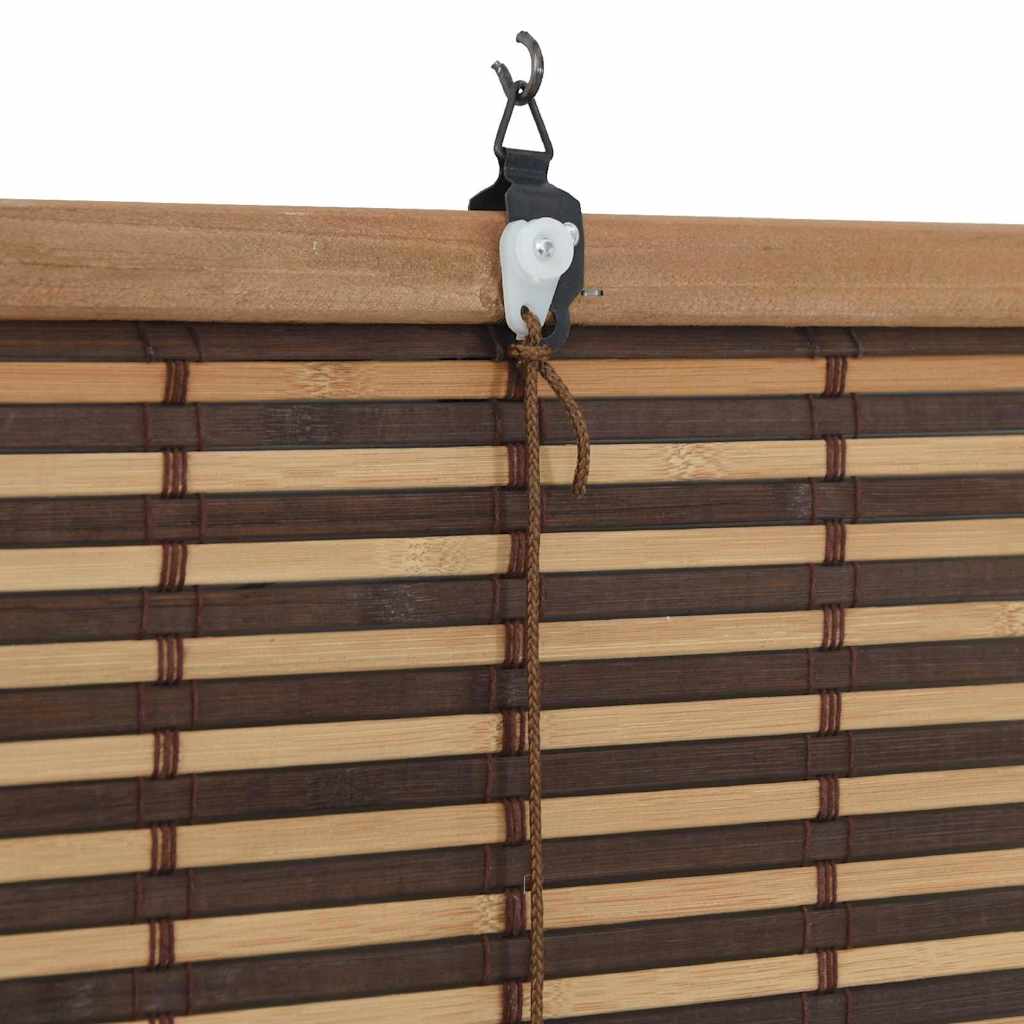 Store enrouleur avec rideaux marron 120 x 160 cm bambou