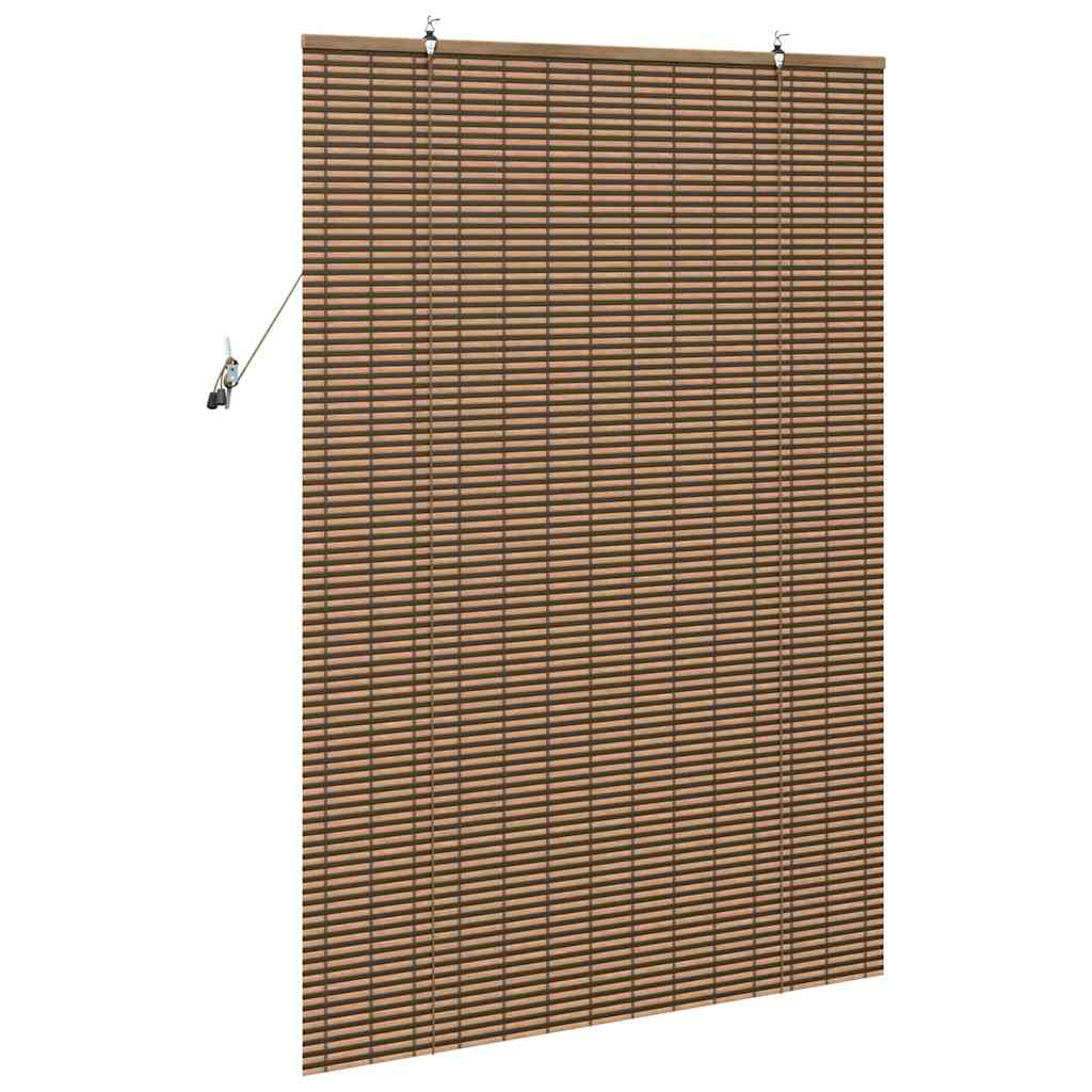 Store enrouleur avec rideaux marron 120 x 160 cm bambou