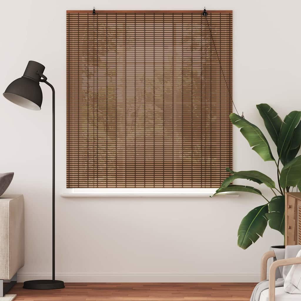 Rollo mit Vorhängen Braun 150 x 160 cm Bambus