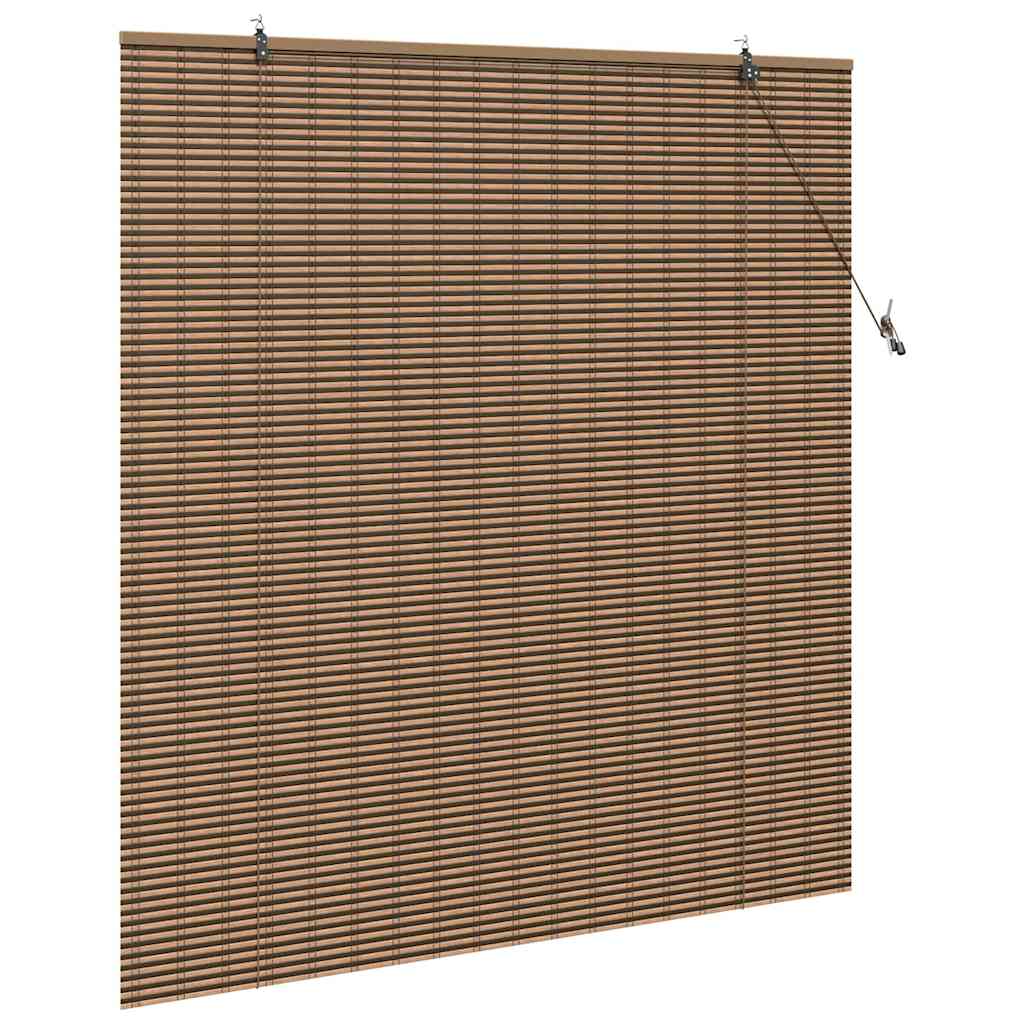 Rollo mit Vorhängen Braun 150 x 160 cm Bambus